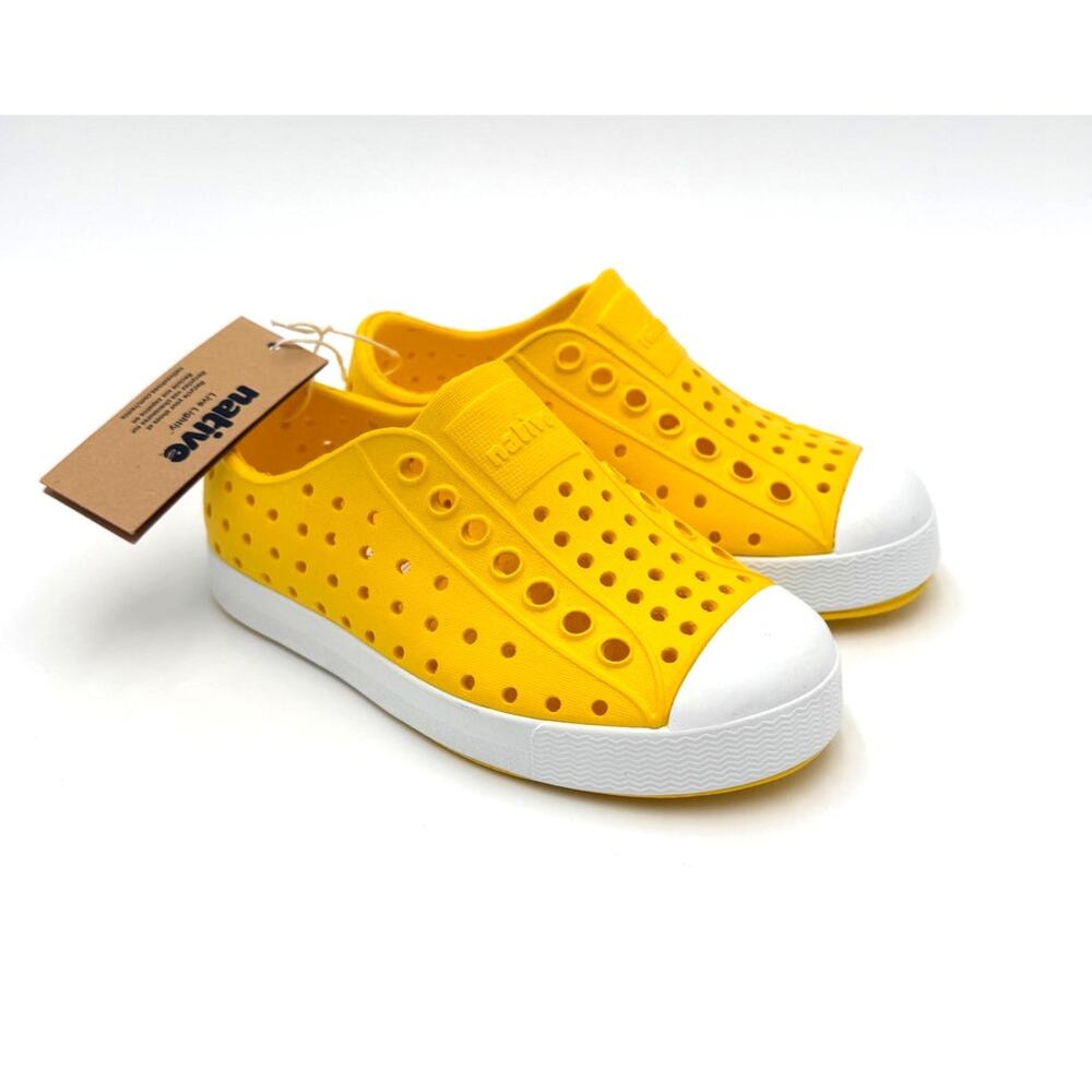 NEW! Native Jefferson Child Shoes - Crayon Yellow/Shell White - c8 (toddler 8)